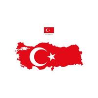 Flat Turkey outline map with national flag. Turkey map isolated on white background illustration map vector