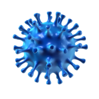 Blue virus model microscopic view 3D rendering png