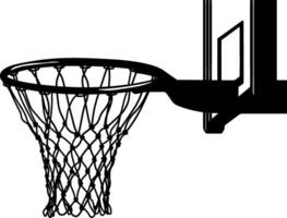 Black silhouette of a basketball hoop on transparent background. Minimalist design for sports themes, web, and print. Isolated illustration. vector