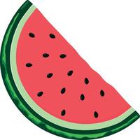 watermelon slice simple illustration in hand drawn style without background vector