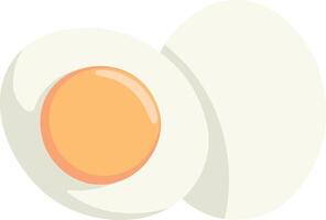 illustration of a half boiled egg with yolk and a whole egg. Minimalistic food design on transparent background. Isolated realistic style for culinary or nutrition themes. vector