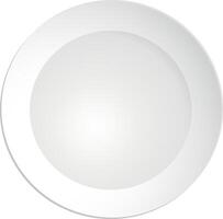 illustration of a round plate with subtle gray gradient. Realistic empty dish isolated on transparent background. Minimal kitchen or tableware element for food design. vector