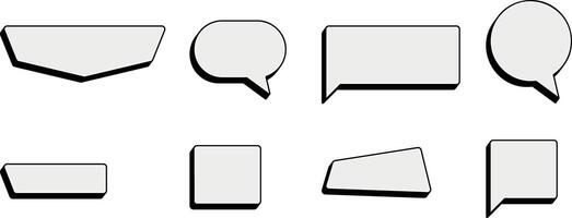 Set of minimal speech bubbles and text frames in various geometric shapes, ideal for chat, dialog, or message UI design. vector