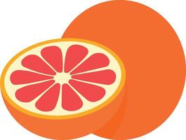 illustration of a sliced half citrus fruit and a whole one beside it. Fresh juicy orange or grapefruit. Minimal flat style, isolated, no background. vector