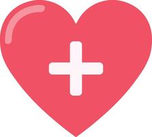 Flat icon of pink heart with medical cross. Health care and medical symbol. illustration on transparent background. vector