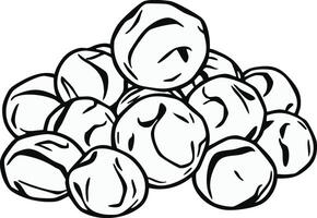 Pile Of Detailed Monochrome Brussels Sprouts Illustration On A White Background vector