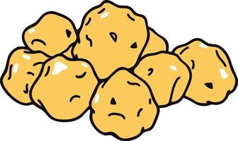 Pile Of Golden Fried Chicken Nuggets With Crispy Texture On White Background Close Up View vector