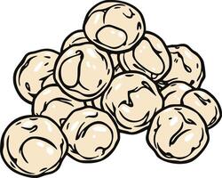 Pile Of Creamy White Tapioca Pearls Forming A Stacked Heap With Outline Style on a White Background vector