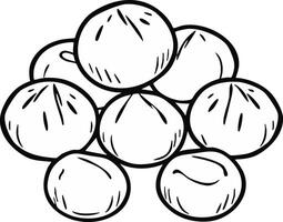 Pile Of Eight Simple Drawn Round White Steamed Buns With Dark Outlines On Light Background vector