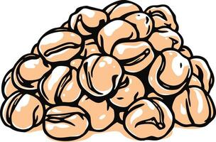 Pile Of Shelled Broad Beans With Dark Markings On White Ground Digital Artwork Style Food vector