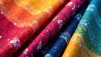A close up of a colorful fabric with a pattern photo