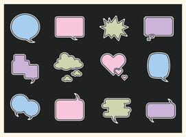 Empty comic speech bubbles set with black halftone shadows. Vintage design, pastel color, pop art style - stock vector