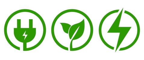 Green Energy symbol set, Eco power icon, Clip art, Clean Energy graphic elements for Application, Website and Business Banner on White background. vector