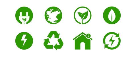 ECO Friendly design symbol on White background, Green, Clean Energy icon set, Simple Ecology, Environment Graphic elements, Editable stockk vector