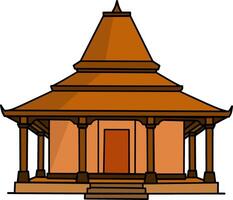 Jawa or javanese traditional house vecctor illustration design template elements, ancient architecture of indonesia, rumah adat joglo vector