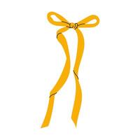 Yellow ribbon tied in a bow with long trailing ends symbolizes hope and remembrance vector