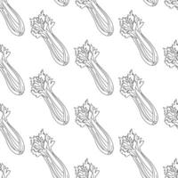 Celery pattern design featuring repetitive outlines on a white background showcasing simplicity and freshness vector
