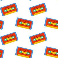 Retro Cassette Tape Pattern Design Featuring a Colorful Array of Audio Icons and Styles vector