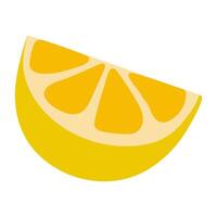 Yellow lemon slice resting on a white background showcasing its juicy texture and vibrant color vector