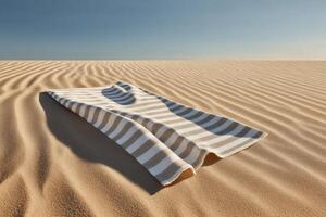 A towel laying on the sand in the desert photo