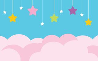 Cloud And Star Simple Design For Kids Background vector