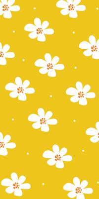 White Flowers With Yellow Background Design