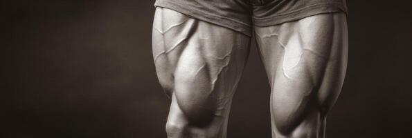 A close up of the legs of a man photo