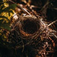 A bird's nest in the woods photo