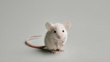A white mouse standing on a gray background photo