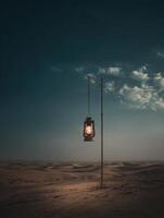 A lamp post in the middle of the desert photo