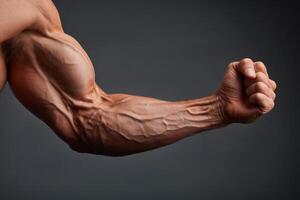 A close up of a muscular man's arm photo