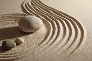 A stone and a rock in the sand photo
