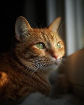 A cat looking out a window photo