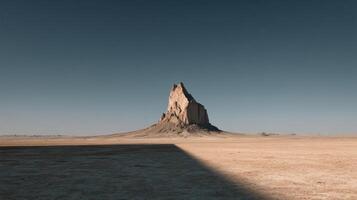 A large rock in the desert with a shadow photo