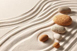Zen stones on the sand background photo