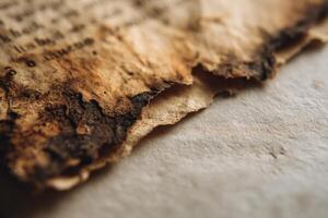 A piece of paper with a piece of burnt paper photo