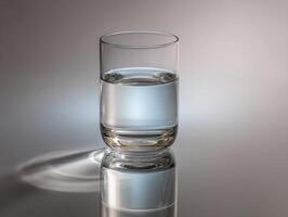 A glass of water sitting on a table photo