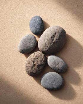 Pebbles on a tan background photo