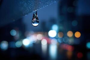 Raindrops on a window at night photo