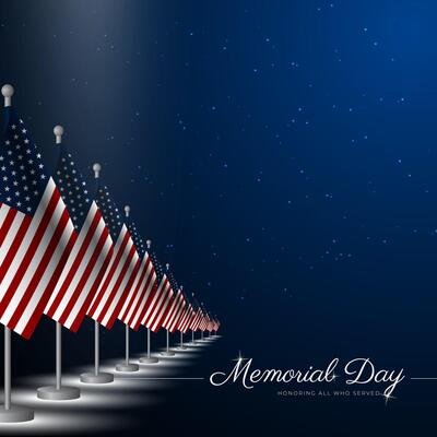 Memorial day background design with Honoring all who served text and stars