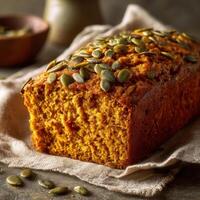 A Pumpkin bread with pumpkin seeds photo