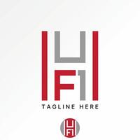 initial H HF1 font line cut negative space monogram typography business brand vector