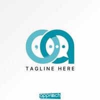 initial OA font line talk communication monogram mic dialog social chat speak vector