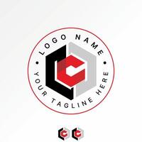 initial CCD hexagon font flip precision media to infinity tech game creative vector