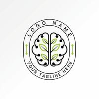 brain genius leaves plant tech system mind ecology ai science smart organic vector
