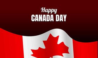 Canada day template design with waving flag on red background. vector