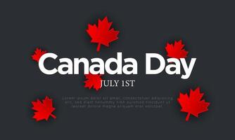 Canada day template design with red maple leaf on black background. vector