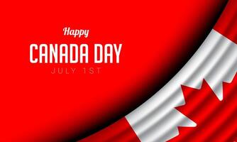 Canada day template design with waving flag on light red background. vector