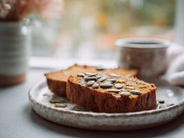 Pumpkin bread with pumpkin seeds photo