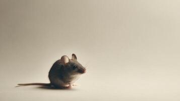 A small mouse is standing on a white background photo